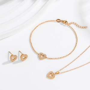 Light luxury micro-set full diamond heart fashion temperament heart-shaped necklace se