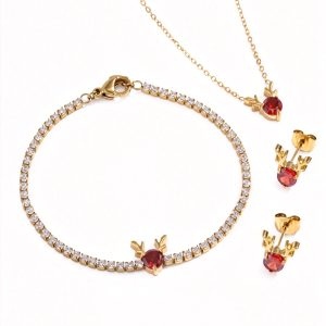 Women's Stainless Steel “Hand in Hand” Necklace and Bracelet Set: Affordable Luxury