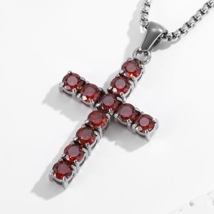 Western and Eastern titanium steel hip-hop diamond-embellished cross pendant necklace unisex styl