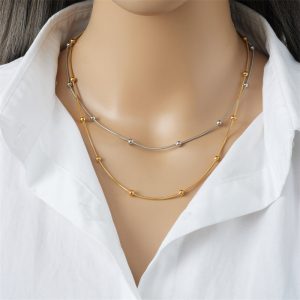 Stainless steel ball link chain 3.0 spacing snake pendant necklace (stackable version)