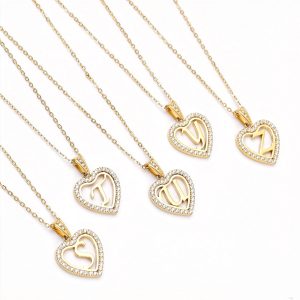 Best-Selling Stainless Steel Heart-Shaped Necklace with 26-Letter Zirconia Pendant