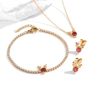 Women's Stainless Steel “Hand in Hand” Necklace and Bracelet Set: Affordable Luxury