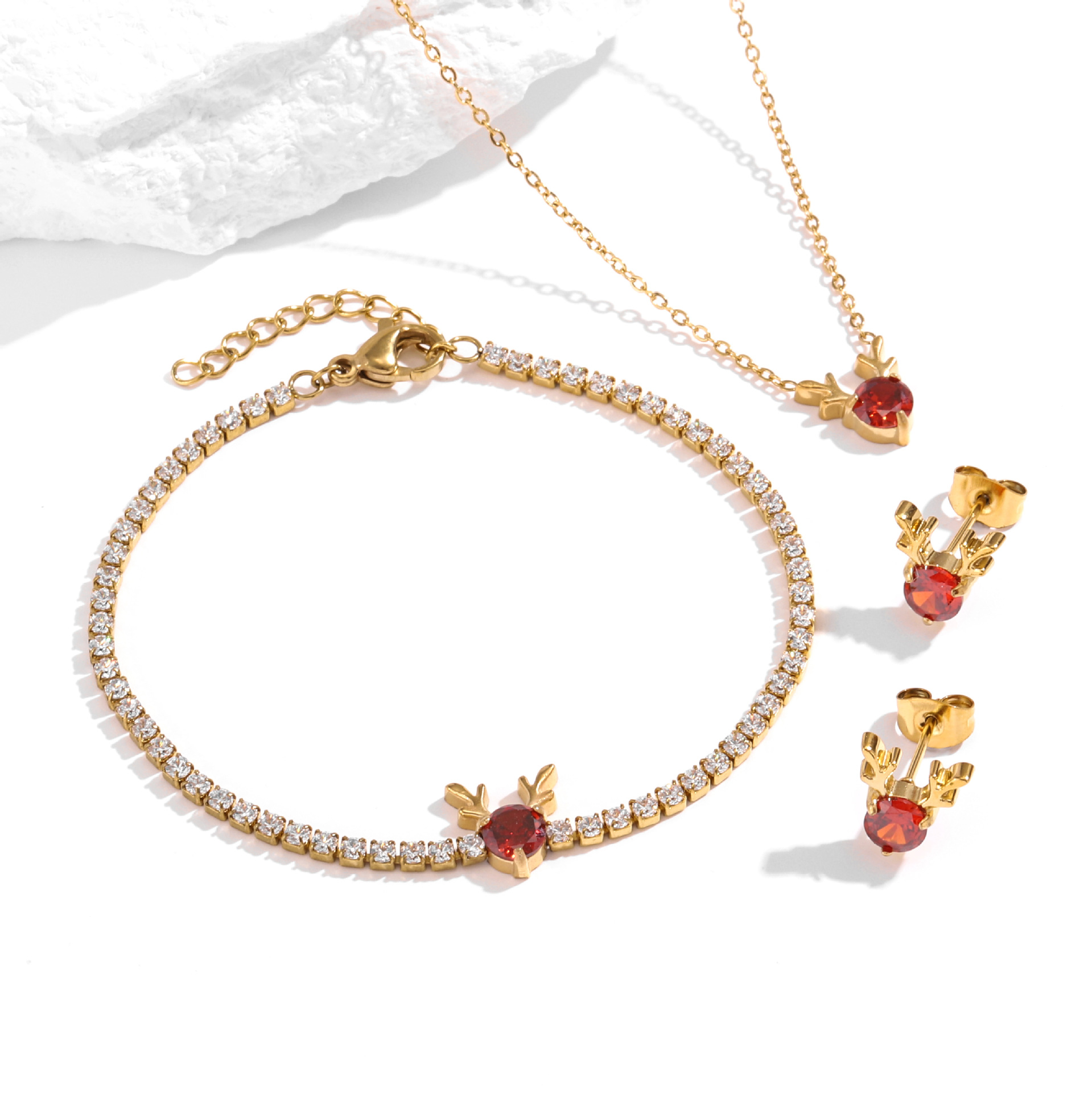 Stainless steel deer lockchain set for women, light luxury