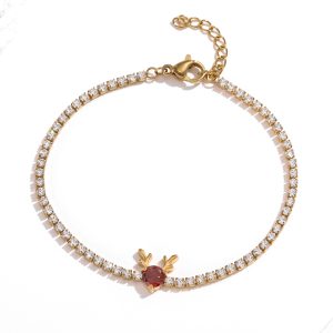 “A Deer with You” Stainless Steel Collar Necklace and Antler Bracelet: Elegant and Versatile