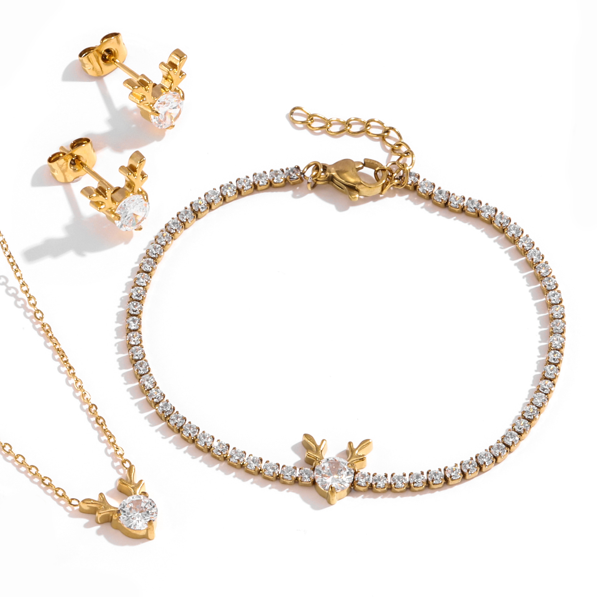 Stainless steel deer lockchain set for women, light luxury - 图片 3