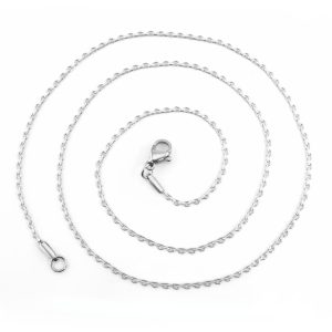Stainless steel half-round O-bezel chain necklace without pendant for women(Overlap wear item)）