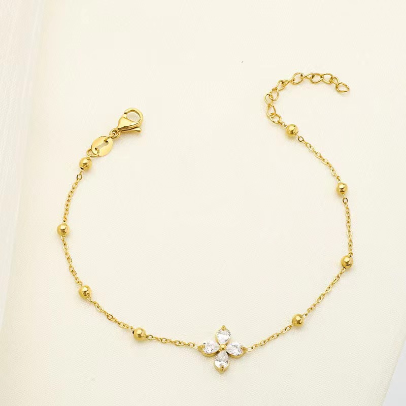 Four-Leaf Clover Zircon Stainless Steel Bracelet - Wholesale from China Factory - 图片 4