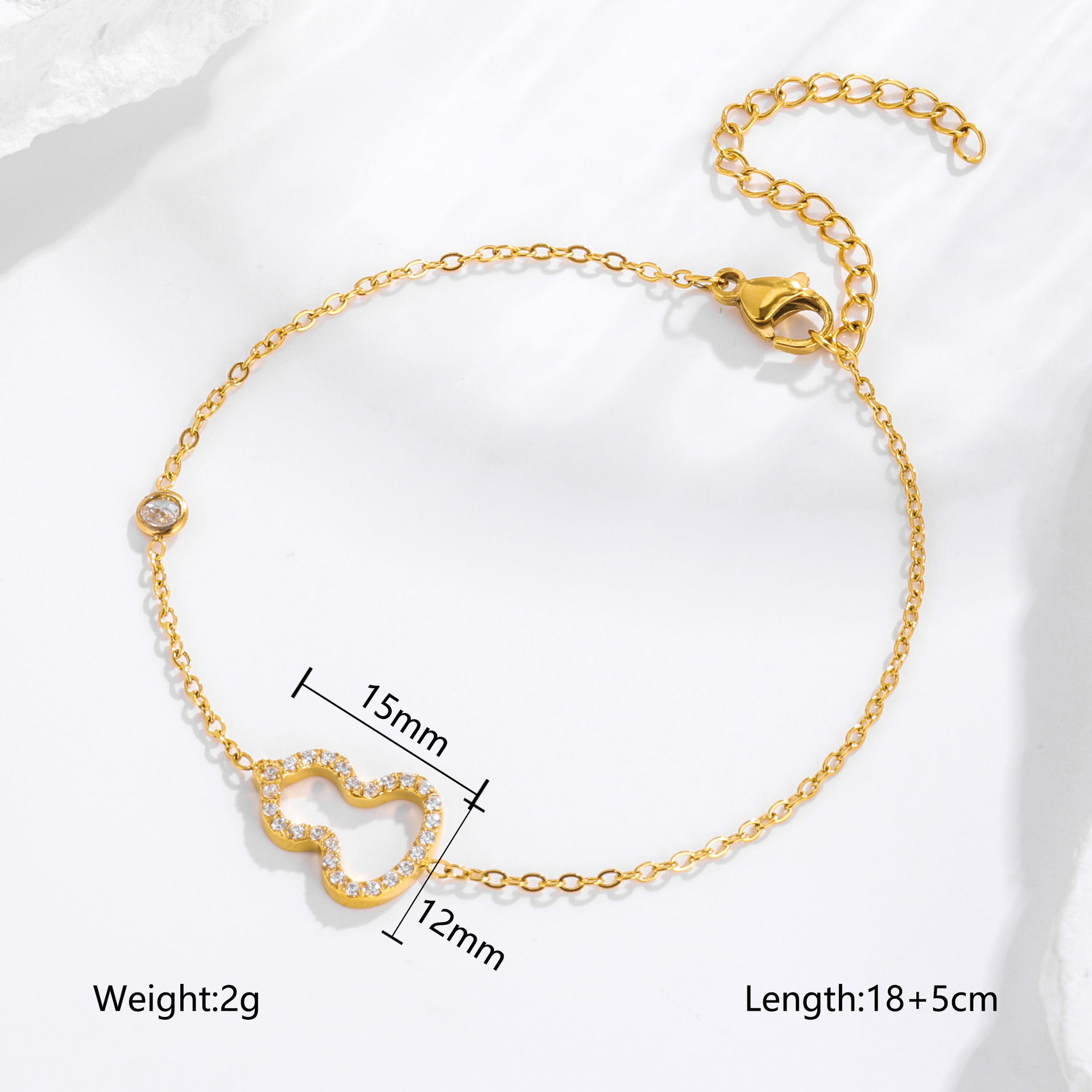 Stainless steel popular gourd pendant bracelet for women, versatile zirconia embedded necklace accessory set - 图片 5