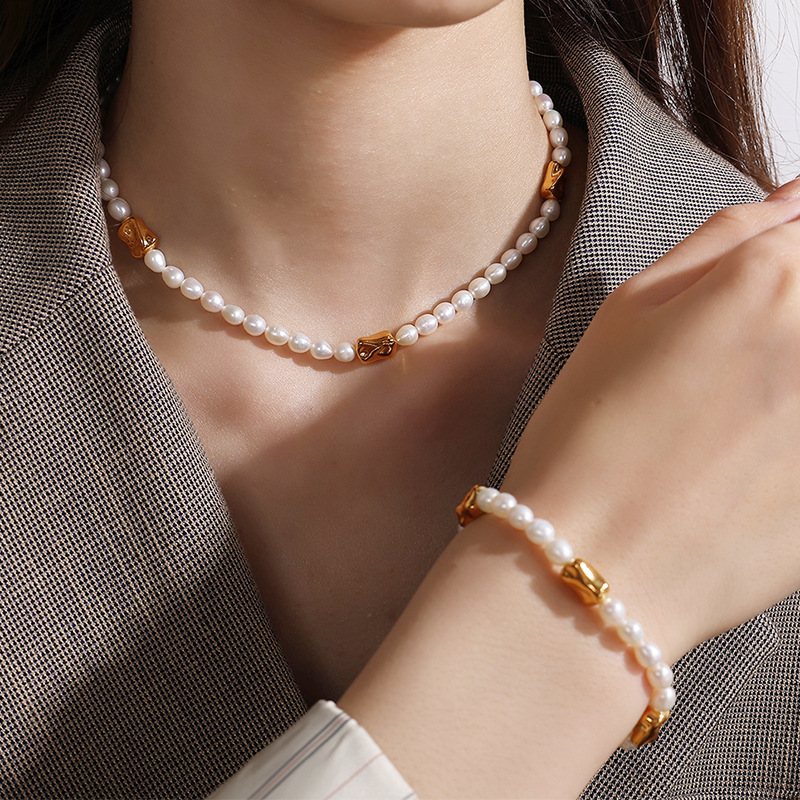 Elegant stainless steel pearl necklace set for the discerning Western market - 图片 2