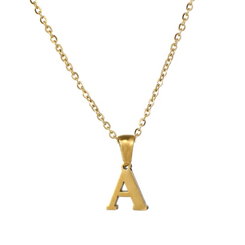 Wholesale 18K Gold-Plated Stainless Steel 26-Letter Mini Necklace-ZX08 - Image 2