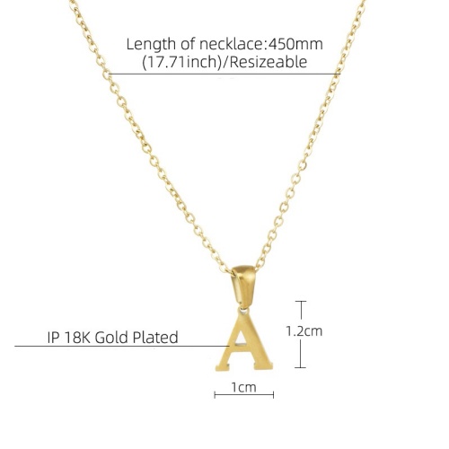 Wholesale 18K Gold-Plated Stainless Steel 26-Letter Mini Necklace-ZX08 - Image 4