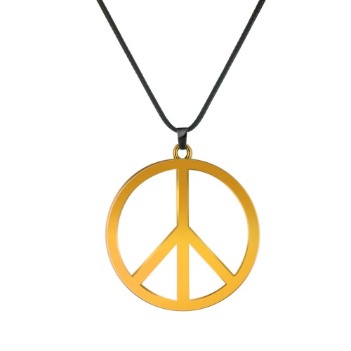 316L Stainless Steel Polished Peace Sign Necklace-GJ02 - 图片 4