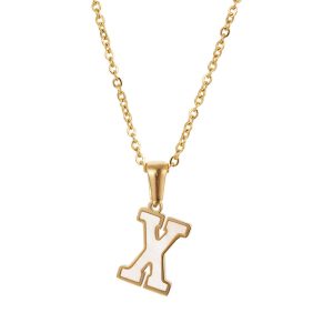 Wholesale 18K Gold-Plated Stainless Steel Necklace with 26 Capital Letters-ZX09