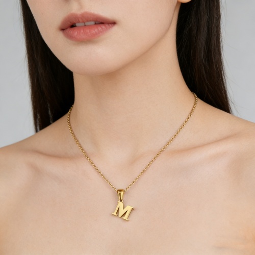 Wholesale 18K Gold-Plated Stainless Steel 26-Letter Mini Necklace-ZX08 - Image 7