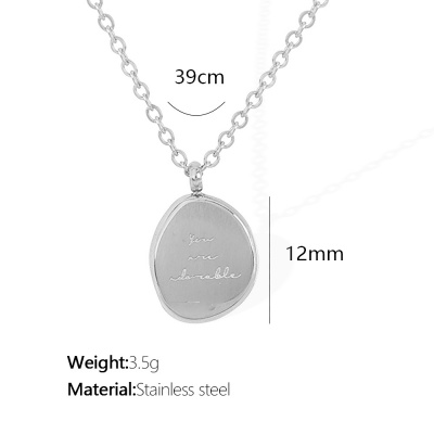 Wholesale 316L PVD-Coated Stainless Steel Oval Necklace, European and American Style-OJ13 - Image 3