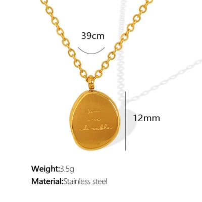 Wholesale 316L PVD-Coated Stainless Steel Oval Necklace, European and American Style-OJ13 - Image 2
