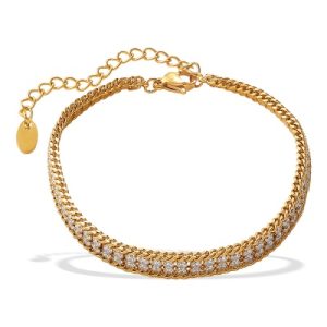 Wholesale 316L Stainless Steel Double-Layer White Zirconia Tennis Bracelet: Vintage-Inspired Luxury-OJ39