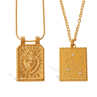 Wholesale 18K stainless steel star and moon pendant necklaces that won't fade-OJ06