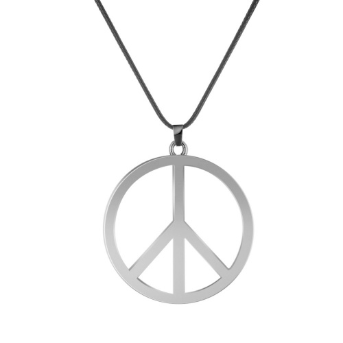 316L Stainless Steel Polished Peace Sign Necklace-GJ02