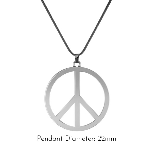 316L Stainless Steel Polished Peace Sign Necklace-GJ02 - 图片 3