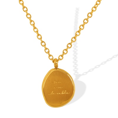 Wholesale 316L PVD-Coated Stainless Steel Oval Necklace, European and American Style-OJ13