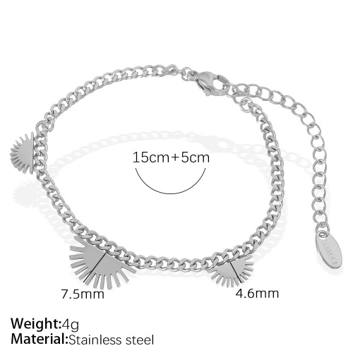 18K Gold-Plated 316L Stainless Steel Half-Circle Sun Pendant Necklace and Bracelet Set-OJ07 - Image 5