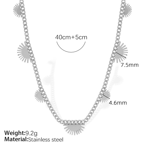 18K Gold-Plated 316L Stainless Steel Half-Circle Sun Pendant Necklace and Bracelet Set-OJ07 - Image 7