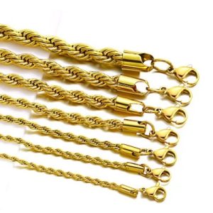 Wholesale 18K Gold-Plated Stainless Steel Twisted Chain Necklace-A003SL