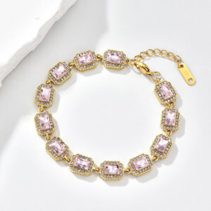 Stainless steel white sugar cube zirconia necklace-JY12