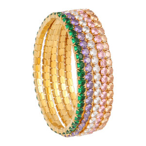 Stainless Steel Elastic Bracelet with Zirconia Stones-RH39