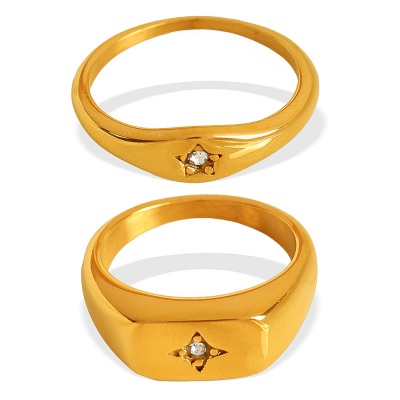 Wholesale 316L Stainless Steel Polaris Zircon Rings: European and American Fashion Styles-OJ40