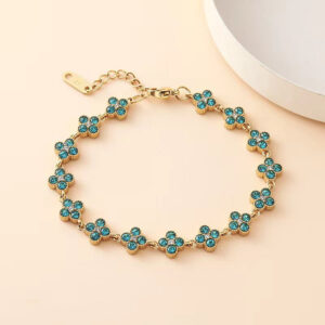 Green Four-Leaf Clover Sugar Cube Zircon Necklace-OJ45