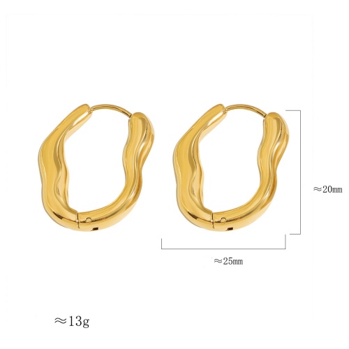 Wholesale 18K Gold-Plated Stainless Steel Polished Unique-Shaped Earrings-HS25 - 图片 2