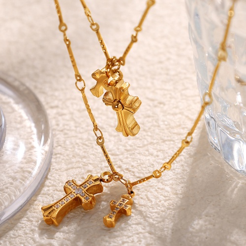 18K Gold Cross-Lock Necklace with Zirconia and Bone Chain – 2026 Best Seller-OJ05 - Image 2