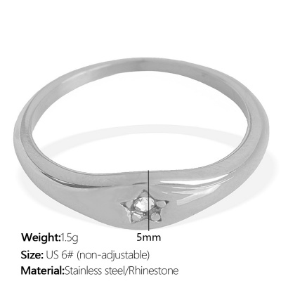 Wholesale 316L Stainless Steel Polaris Zircon Rings: European and American Fashion Styles-OJ40 - Image 2