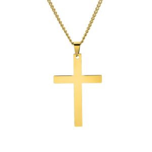 316L Stainless Steel Polished Cross Necklace-GJ03