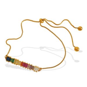 Wholesale Women's 316L Stainless Steel Colored Zirconia Bracelet: Minimalist and Luxe-OJ45