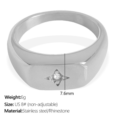 Wholesale 316L Stainless Steel Polaris Zircon Rings: European and American Fashion Styles-OJ40 - Image 3