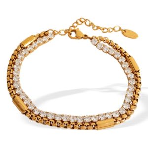 Wholesale 316L Stainless Steel Multi-Layer Diamond-Studded Bracelets: European and American Hip-Hop Style-OJ39