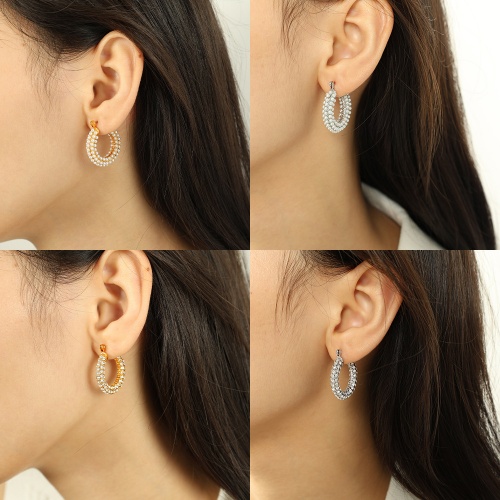 Wholesale: Elegant and Versatile 18K Stainless Steel Pearl and Rhinestone Earrings-OJ17 - Image 4