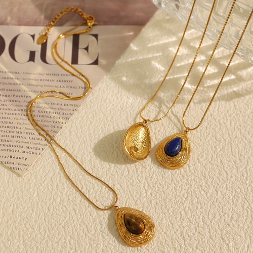 Wholesale 18K Gold-Plated Stainless Steel Tiger's Eye Necklace for Women: Elegant and Versatile-OJ04 - Image 4