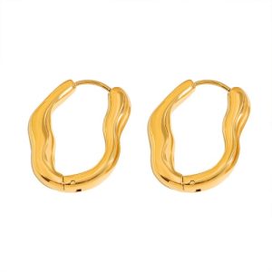 Wholesale 18K Gold-Plated Stainless Steel Polished Unique-Shaped Earrings-HS25