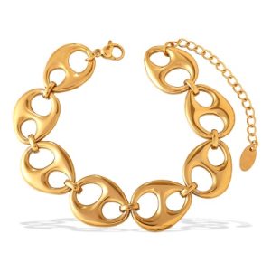Wholesale 18K Stainless Steel Geometric Link Bracelets: European and American Trends-OJ37