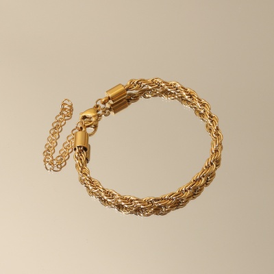 Fade-Resistant Vintage-Style Men's Stainless Steel Braided Chain Bracelet (Wholesale)-LY018 - Image 4