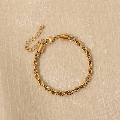 Fade-Resistant Vintage-Style Men's Stainless Steel Braided Chain Bracelet (Wholesale)-LY018 - Image 5