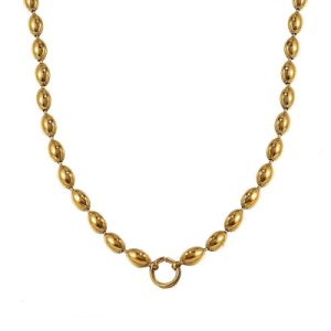 Wholesale 316L Stainless Steel O-Shaped Bead Necklace with 18K Gold PVD Plating-OJ57