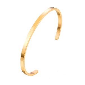 Wholesale 18K Gold-Plated Stainless Steel C-Shaped Open Bracelet-HS14