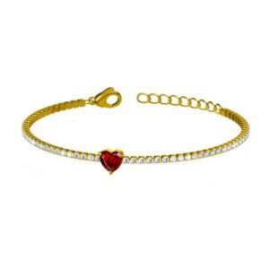 Stainless Steel Heart-Shaped Zircon Bracelet-LY115