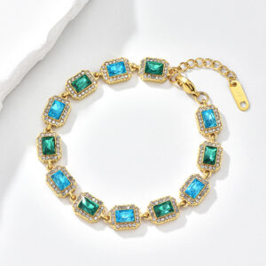 Three-colour cubic zirconia necklace-JY06