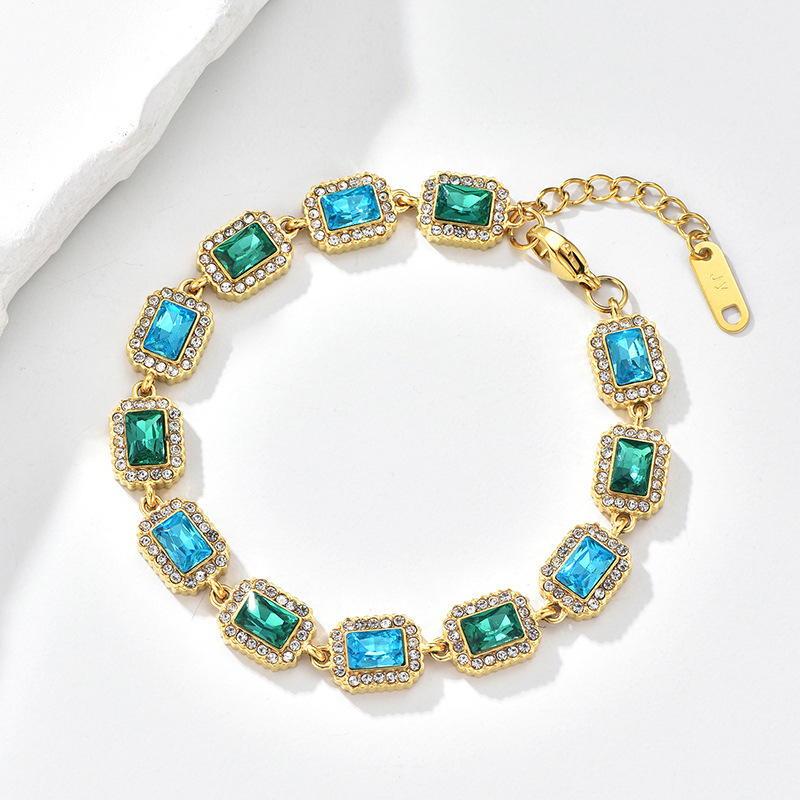 Three-colour cubic zirconia necklace-JY06